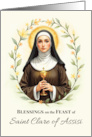 Saint Clare of Assisi Feast Day Blessings Floral Wreath card