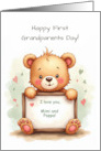 First Grandparents Day Gender Neutral Cute Bear with Sign card