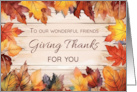 Friends Thanksgiving Giving Thanks Colorful Autumn Leaves card