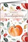 Thanksgiving Autumn Pumpkin Watercolor with Flowers card