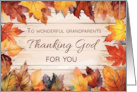 Grandparents Religious Thanksgiving Blessings Autumn Leaves card