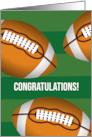  Congratulations Football with Green Field and Balls card