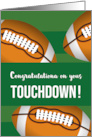  Congratulations on Your Football Touchdown with Field and Balls card