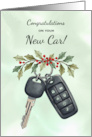  Congratulations New Car Christmas Holly and Berries card