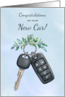 Congratulations New Car Green Leaves and Branches card