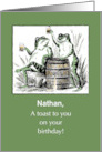 Custom Name Birthday Frogs with Beer card