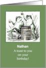 Custom Name Birthday Frogs with Beer card