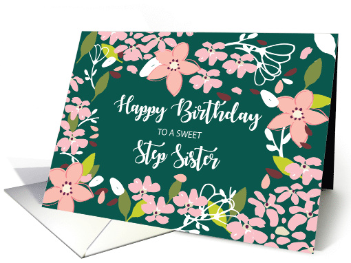 Step Sister Birthday Green Flowers card (1589834)