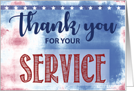 Thank You For Your Service Military Appreciation Distressed Background card
