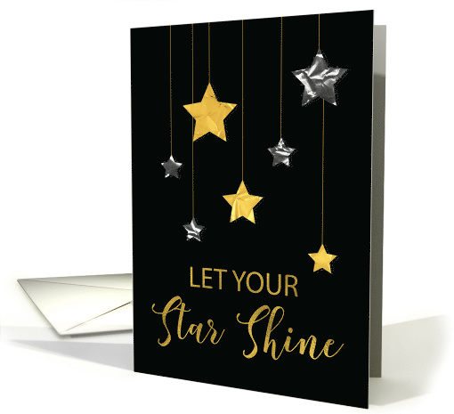 New Year Star Shine Gold and Silver Looking Stars on Black card