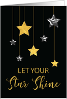 New Year Star Shine Gold and Silver Looking Stars on Black card