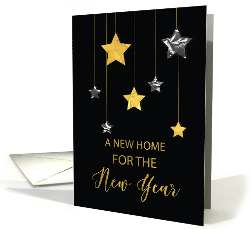 New Home New Address in the New Year Star Shine Gold and Silver card