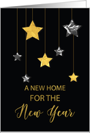 New Home New Address in the New Year Star Shine Gold and Silver card
