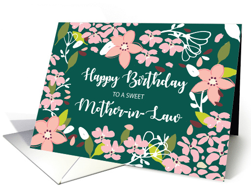 Mother-in-Law Birthday Green Flowers card (1590378)
