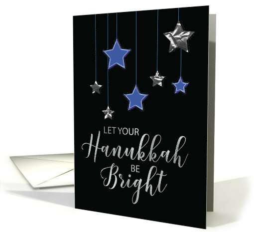 Hanukkah Blue and Silver Shining Stars on Black card (1590420)
