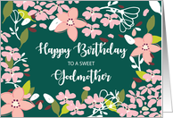 Godmother Birthday Green Flowers card