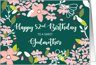 Godmother 52nd Birthday Green Flowers card