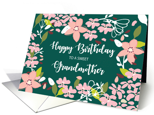 Grandmother Birthday Green Flowers card (1593008)