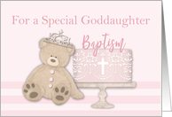 Goddaughter Pink Baptism Cake Teddy Bear and Tiara card