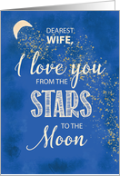 Wife, Love From Stars to Moon Night Sky With Glitter Look card