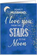 Husband, Love From Stars to Moon Night Sky With Glitter Look card