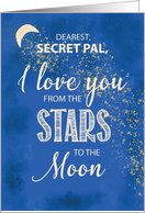 Secret Pal, Love From Stars to Moon Night Sky With Glitter Look card