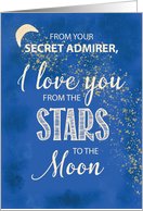 Secret Admirer, Love From Stars to Moon Night Sky With Glitter Look card