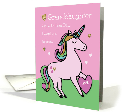 Granddaughter Magical Unicorn Valentine's Day card (1595272)