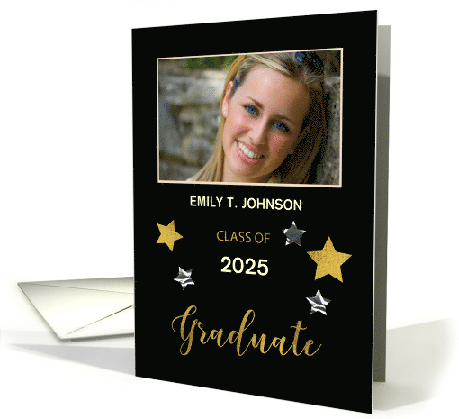 Announcement Custom Photo Graduation 2025 Gold and Silver... (1595386)