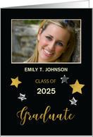 Announcement Custom Photo Graduation 2023 Gold and Silver Looking Star card