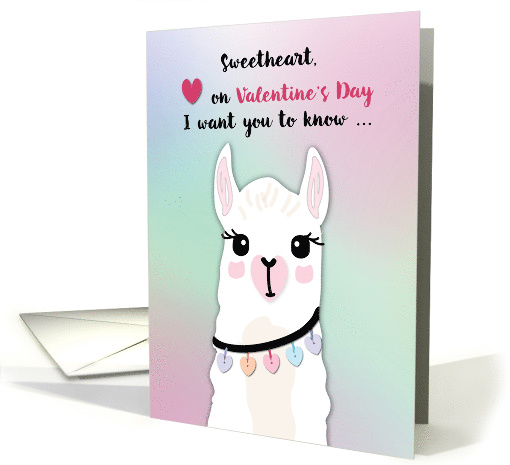 Sweetheart Llamas Valentines Day Hearts card (1596066)