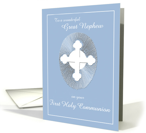 Great Nephew First Communion Blue Cross with Rays card (1596256)