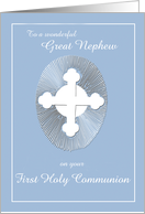Great Nephew First Communion Blue Cross with Rays card