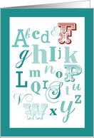 F Initial Name Alphabet Birthday Teal and Red card