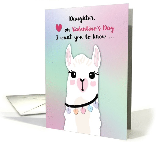 Daughter Llamas Valentines Day Hearts card (1596314)