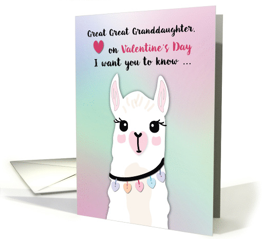 Great Great Granddaughter Llamas Valentines Day Hearts card (1596324)