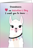 Grandniece Llamas Valentines Day Hearts card