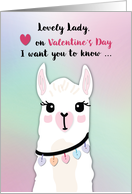 Lady Llamas Valentines Day Hearts card