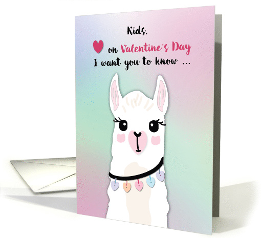 Kids Llamas Valentines Day Hearts card (1596362)