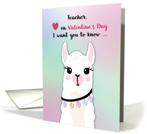 Teacher Llamas Valentines Day Hearts card (1596366)