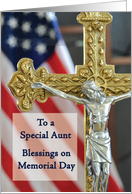 Aunt Memorial Day Blessings with Cross and Flag card