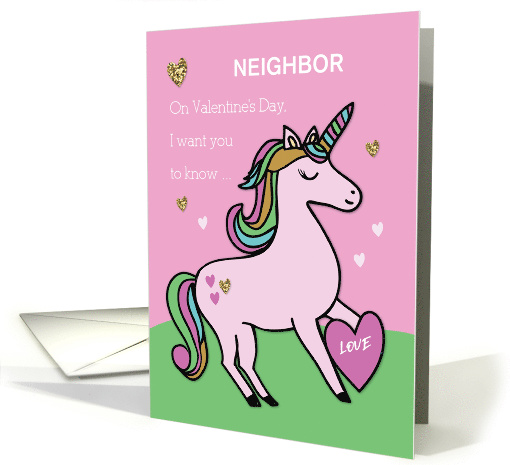 Custom Relation, Neighbor, Magical Unicorn Valentine's Day card