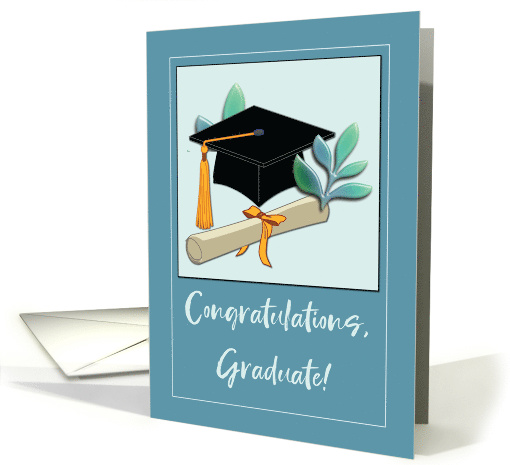 Graduation Congratulations Cap and Diploma with Leaves card (1597668)