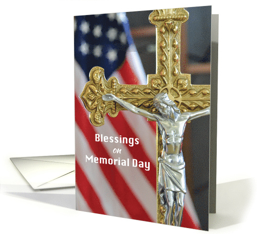 Memorial Day Blessings with Cross and Flag card (1597712)