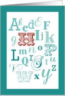 H Initial Name Alphabet Birthday Teal and Red card
