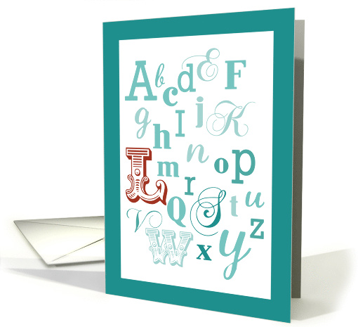 Letter L Initial Name Alphabet Birthday Teal and Red card (1597750)