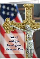 From All Of Us Memorial Day Blessings with Cross and Flag card