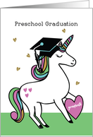 Preschool Graduation Congratulations Unicorn in Cap card