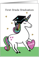 First Grade Graduation Congratulations Unicorn in Cap card