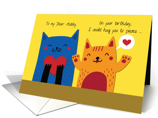Husband Birthday Cats Hugs and Love card (1598622)